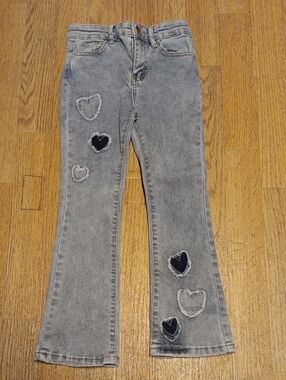 Flare Denim Diva Patched Heart Blue Jeans Size 6 Girls